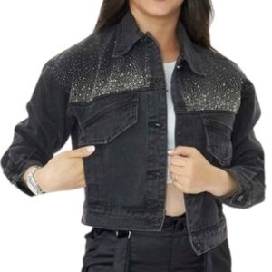 Black Denim / Jean Jacket with Rhinestone NWOT
